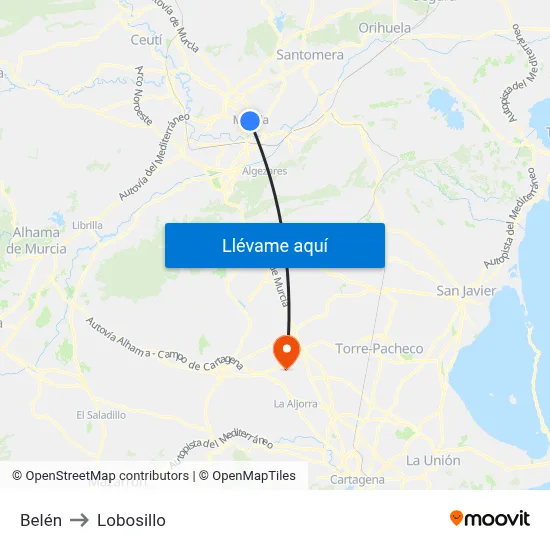 Belén to Lobosillo map