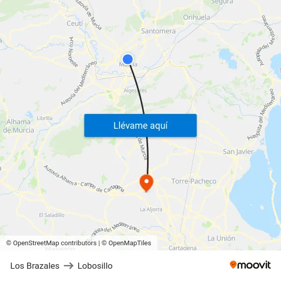 Los Brazales to Lobosillo map