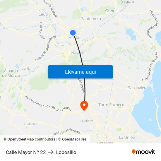 Calle Mayor Nº 22 to Lobosillo map