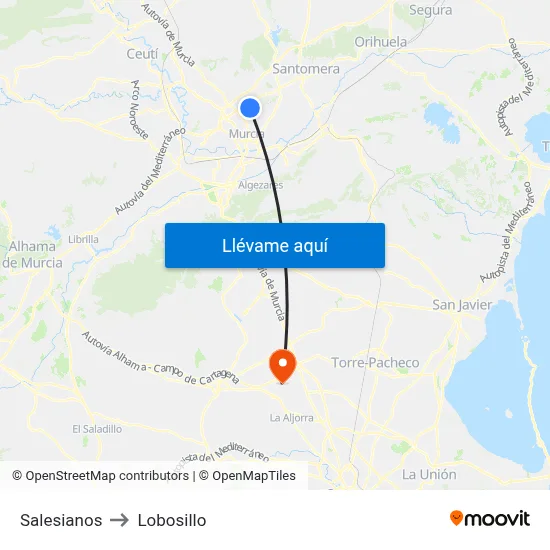 Salesianos to Lobosillo map