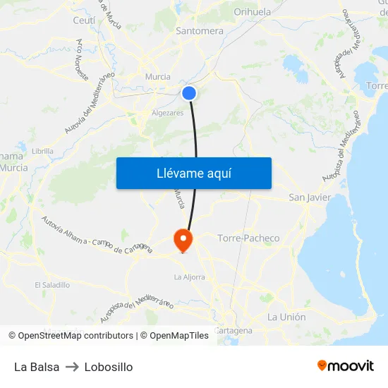 La Balsa to Lobosillo map