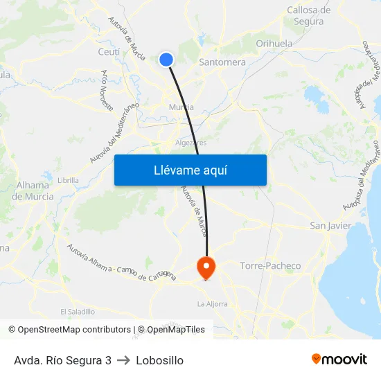 Avda. Río Segura 3 to Lobosillo map