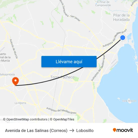Avenida de Las Salinas (Correos) to Lobosillo map