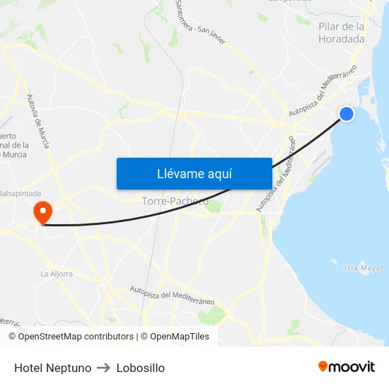 Hotel Neptuno to Lobosillo map
