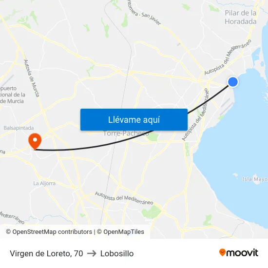 Virgen de Loreto, 70 to Lobosillo map