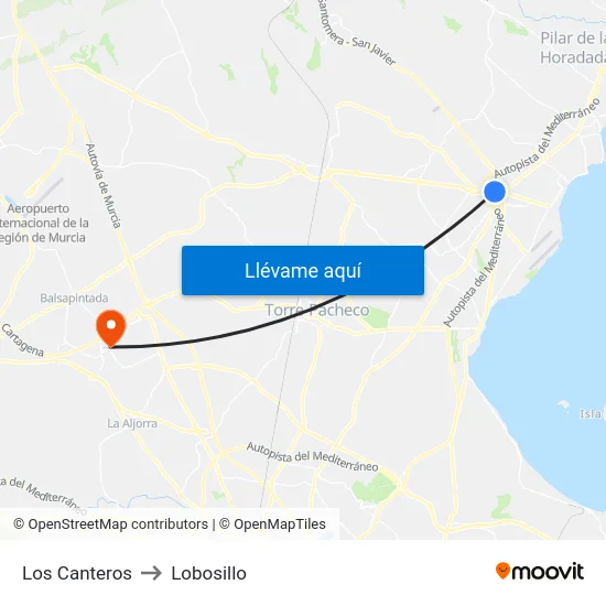 Los Canteros to Lobosillo map