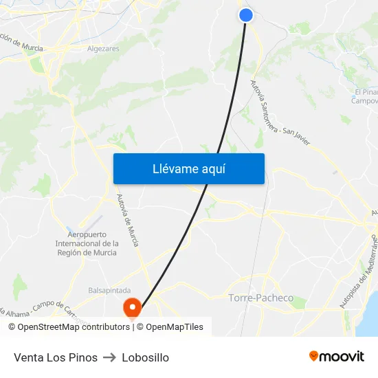 Venta Los Pinos to Lobosillo map