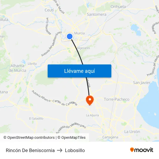 Rincón De Beniscornia to Lobosillo map