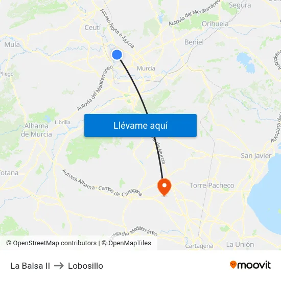 La Balsa II to Lobosillo map