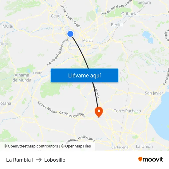 La Rambla I to Lobosillo map