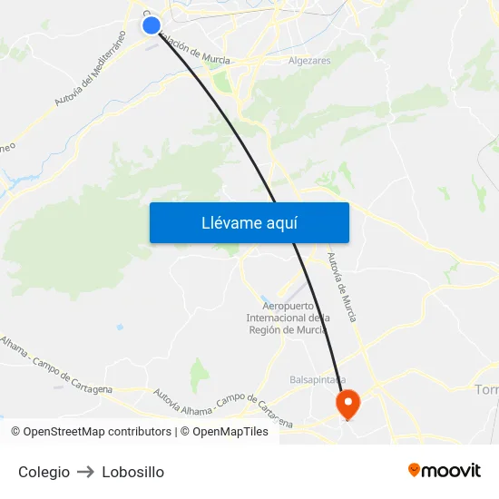 Colegio to Lobosillo map