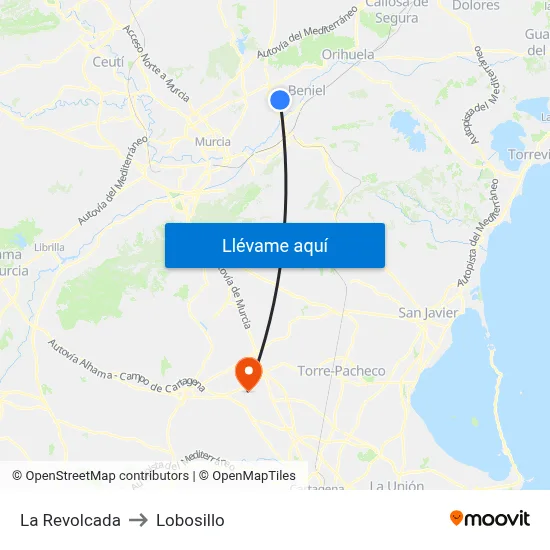 La Revolcada to Lobosillo map