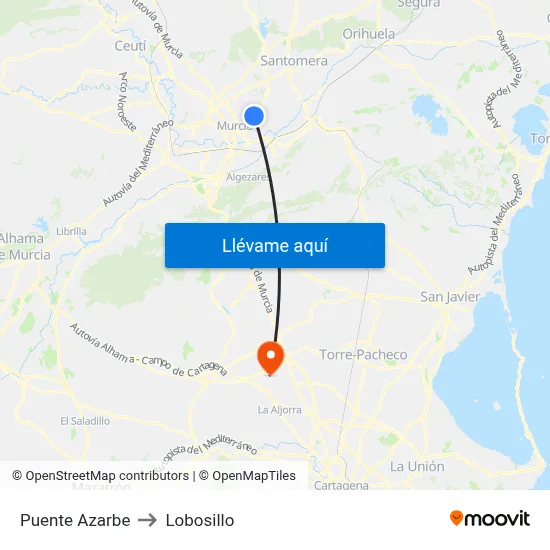 Puente Azarbe to Lobosillo map