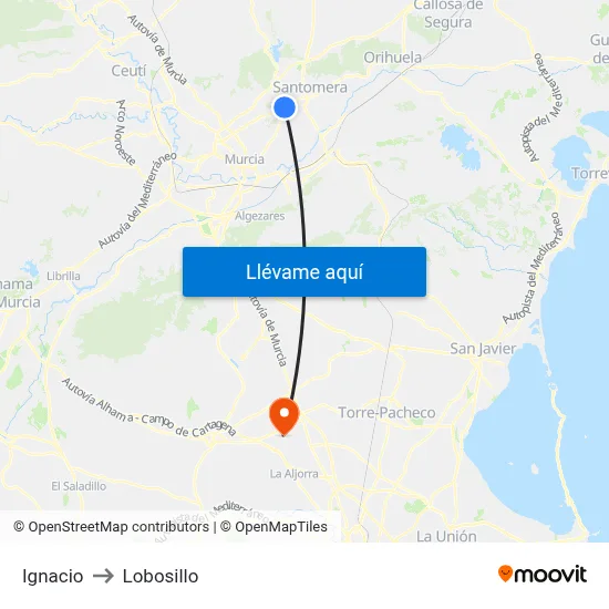 Ignacio to Lobosillo map