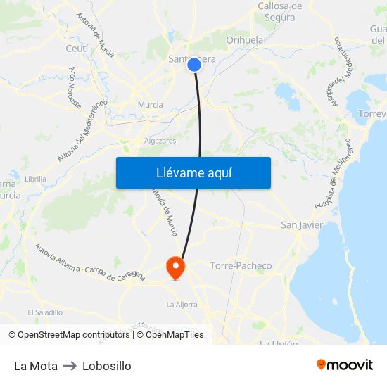 La Mota to Lobosillo map