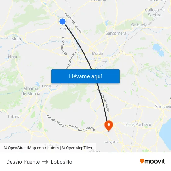 Desvío Puente to Lobosillo map