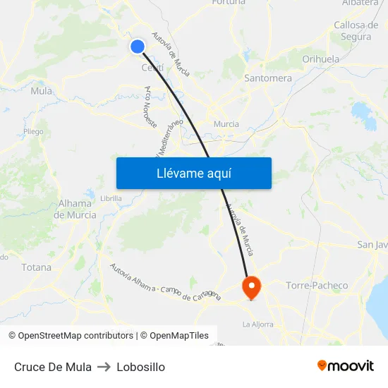 Cruce De Mula to Lobosillo map