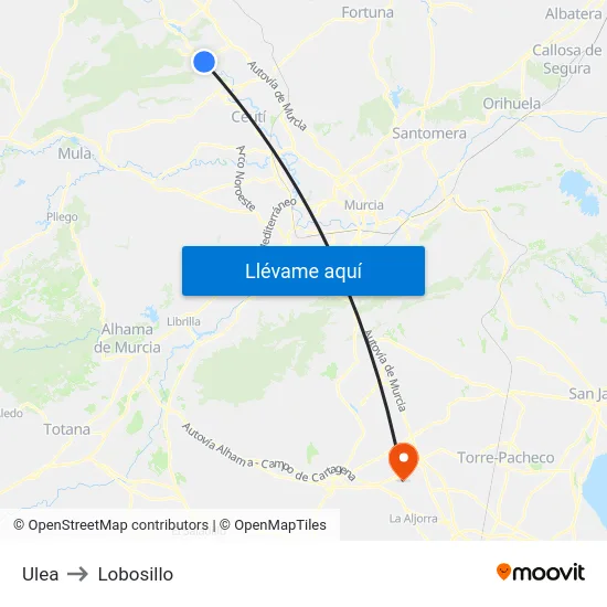 Ulea to Lobosillo map