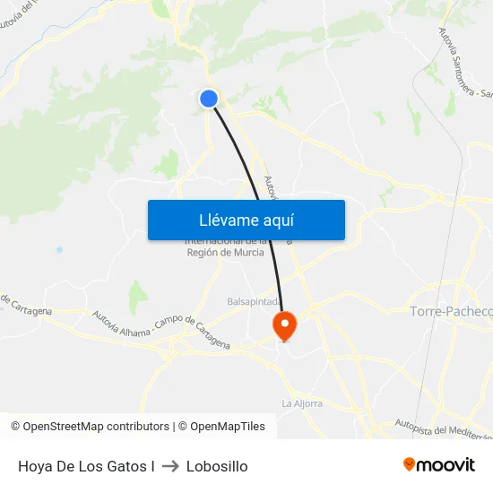 Hoya De Los Gatos I to Lobosillo map