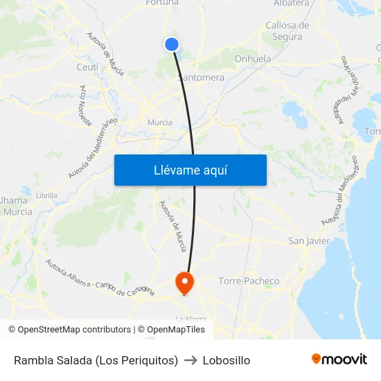 Rambla Salada (Los Periquitos) to Lobosillo map