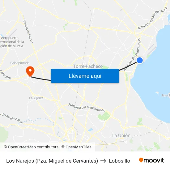 Los Narejos (Pza. Miguel de Cervantes) to Lobosillo map