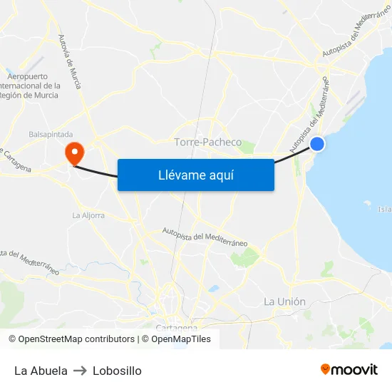 La Abuela to Lobosillo map