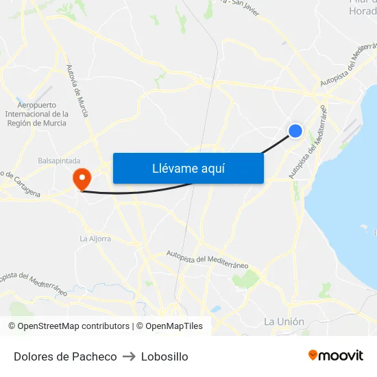 Dolores de Pacheco to Lobosillo map
