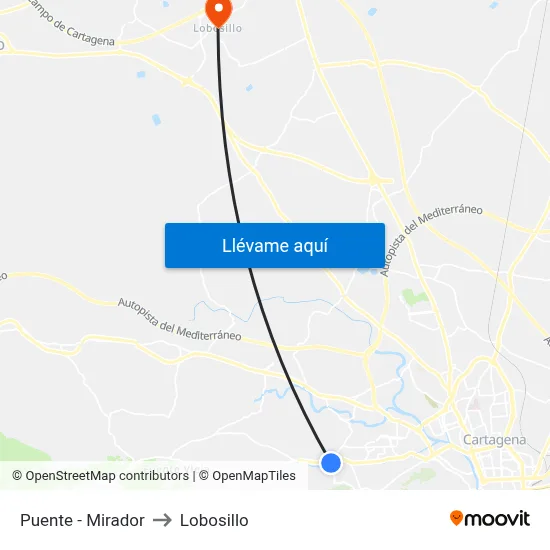 Puente - Mirador to Lobosillo map