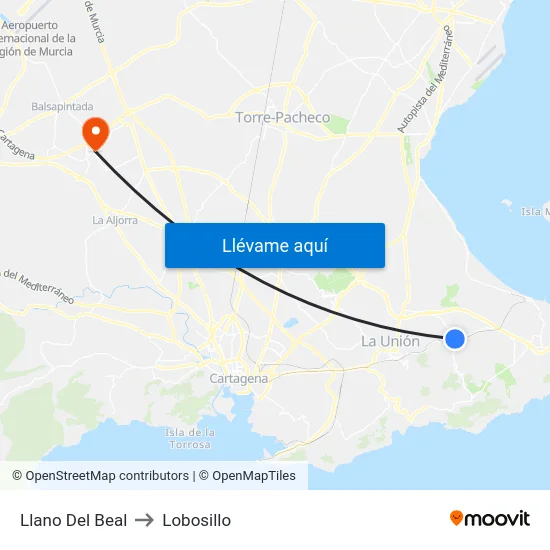 Llano Del Beal to Lobosillo map