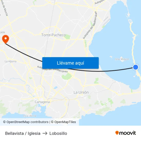 Bellavista / Iglesia to Lobosillo map