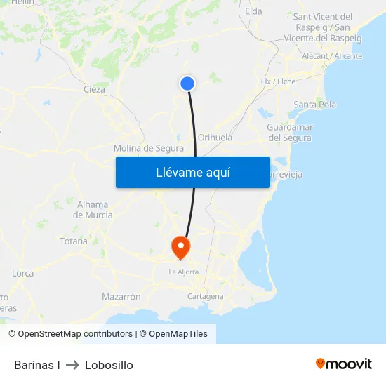 Barinas I to Lobosillo map