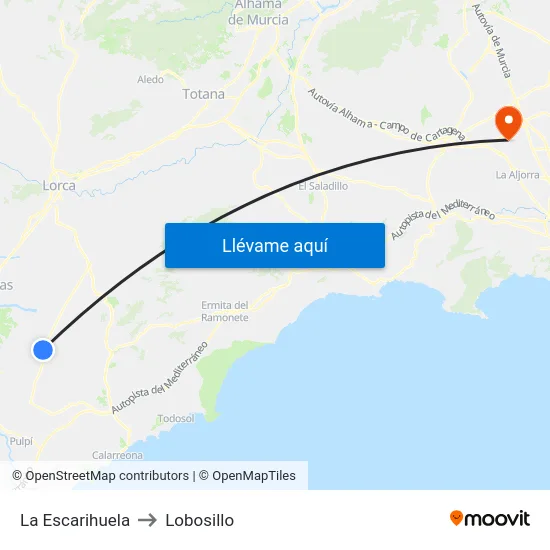 La Escarihuela to Lobosillo map