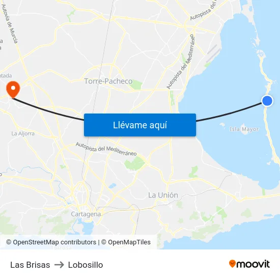 Las Brisas to Lobosillo map