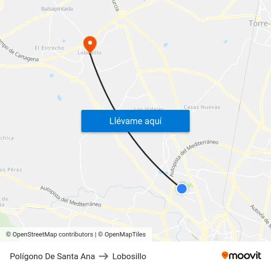 Polígono De Santa Ana to Lobosillo map