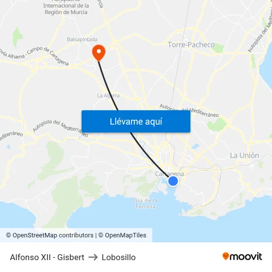 Alfonso XII - Gisbert to Lobosillo map