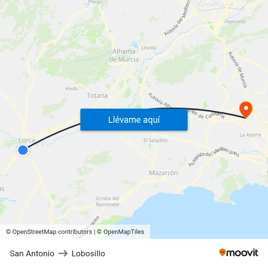 San Antonio to Lobosillo map