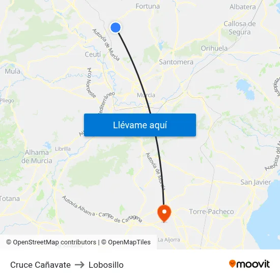 Cruce Cañavate to Lobosillo map