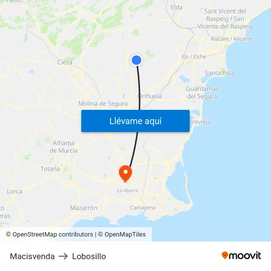 Macisvenda to Lobosillo map