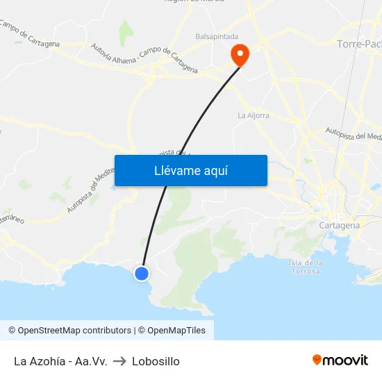 La Azohía - Aa.Vv. to Lobosillo map