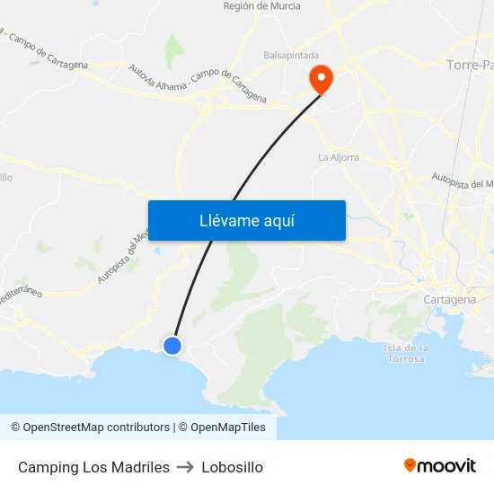 Camping Los Madriles to Lobosillo map