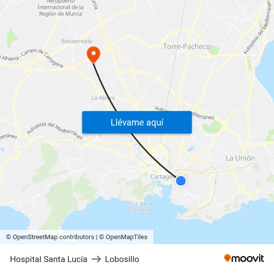 Hospital Santa Lucía to Lobosillo map
