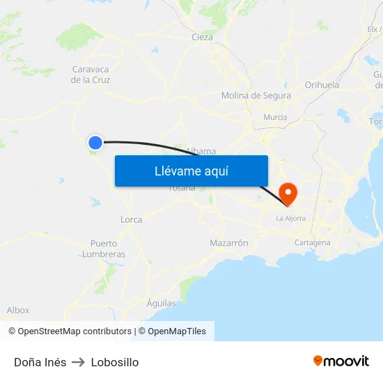 Doña Inés to Lobosillo map