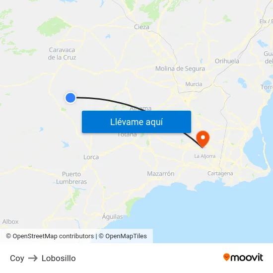 Coy to Lobosillo map