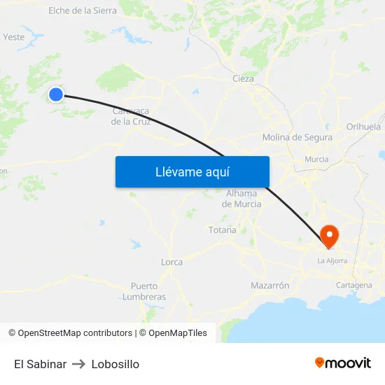 El Sabinar to Lobosillo map