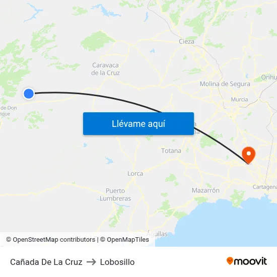 Cañada De La Cruz to Lobosillo map