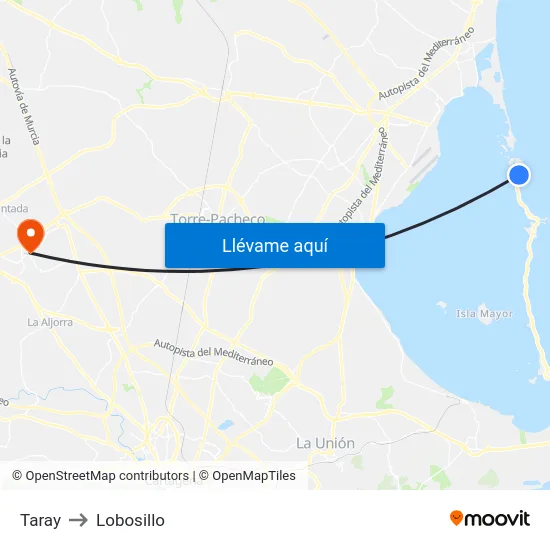Taray to Lobosillo map