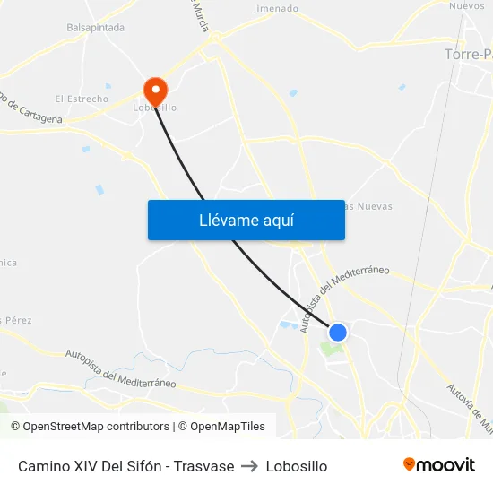 Camino XIV Del Sifón - Trasvase to Lobosillo map