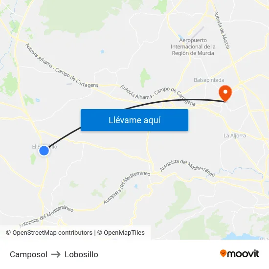 Camposol to Lobosillo map