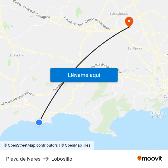 Playa de Nares to Lobosillo map