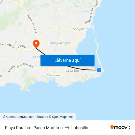 Playa Paraíso - Paseo Marítimo to Lobosillo map